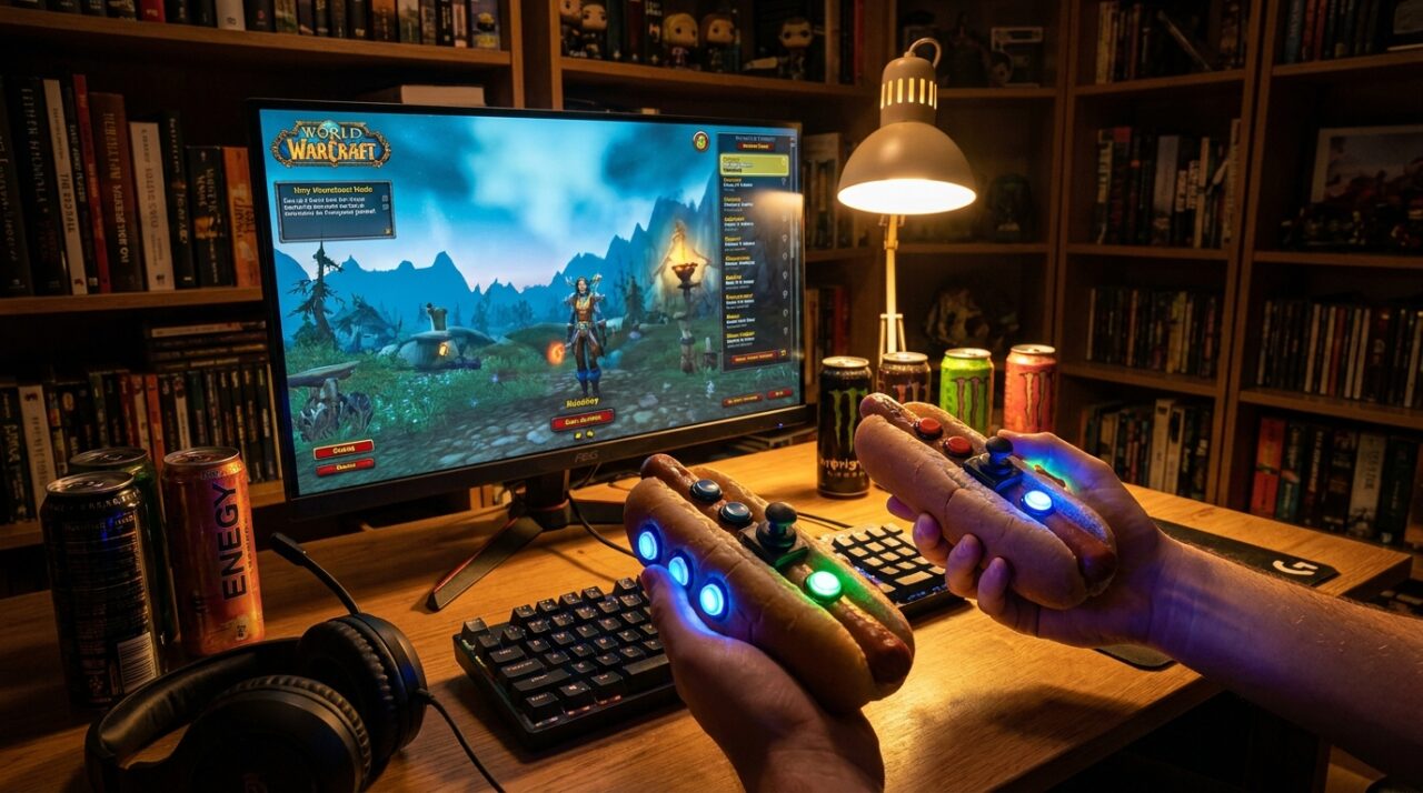 découvrez comment jouer à world of warcraft d'une manière étonnante en utilisant des hot-dogs comme contrôleurs. une expérience gaming unique et surprenante à ne pas manquer !