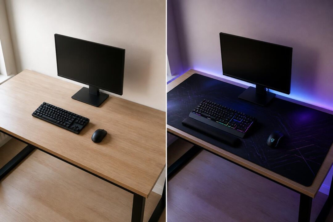 découvrez comment les lecteurs de pc gamer aménagent leur bureau : un pourcentage utilise un bureau épuré tandis que 43% préfèrent un tapis complet pour une installation plus élégante et fonctionnelle.