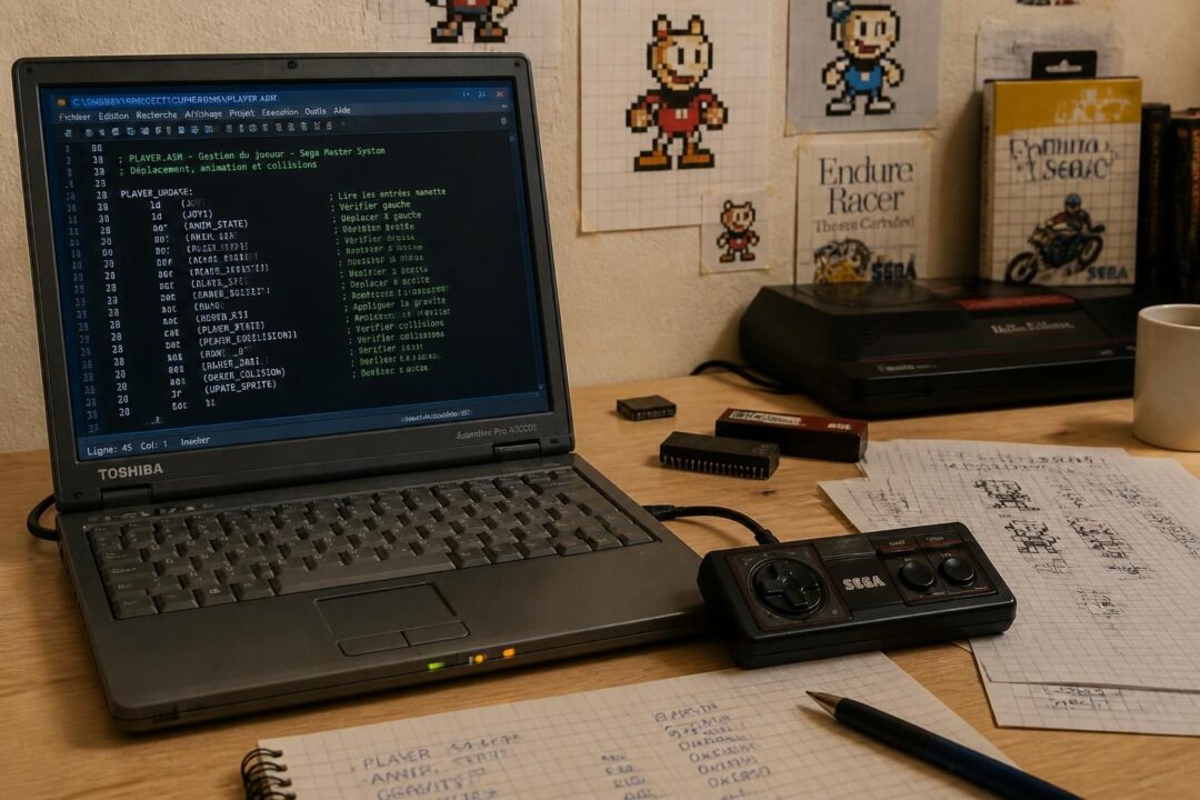 découvrez le développement d'un jeu cuphead en 8 bits, programmé en langage assembleur pour la console sega master system.