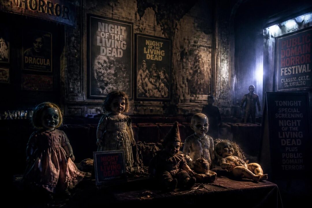 vivez une nuit terrifiante avec la soirée spéciale night of the living dead et une sélection de films d’épouvante du domaine public lors de ce sinistre festival de poupées. frissons garantis au cœur de l'horreur !