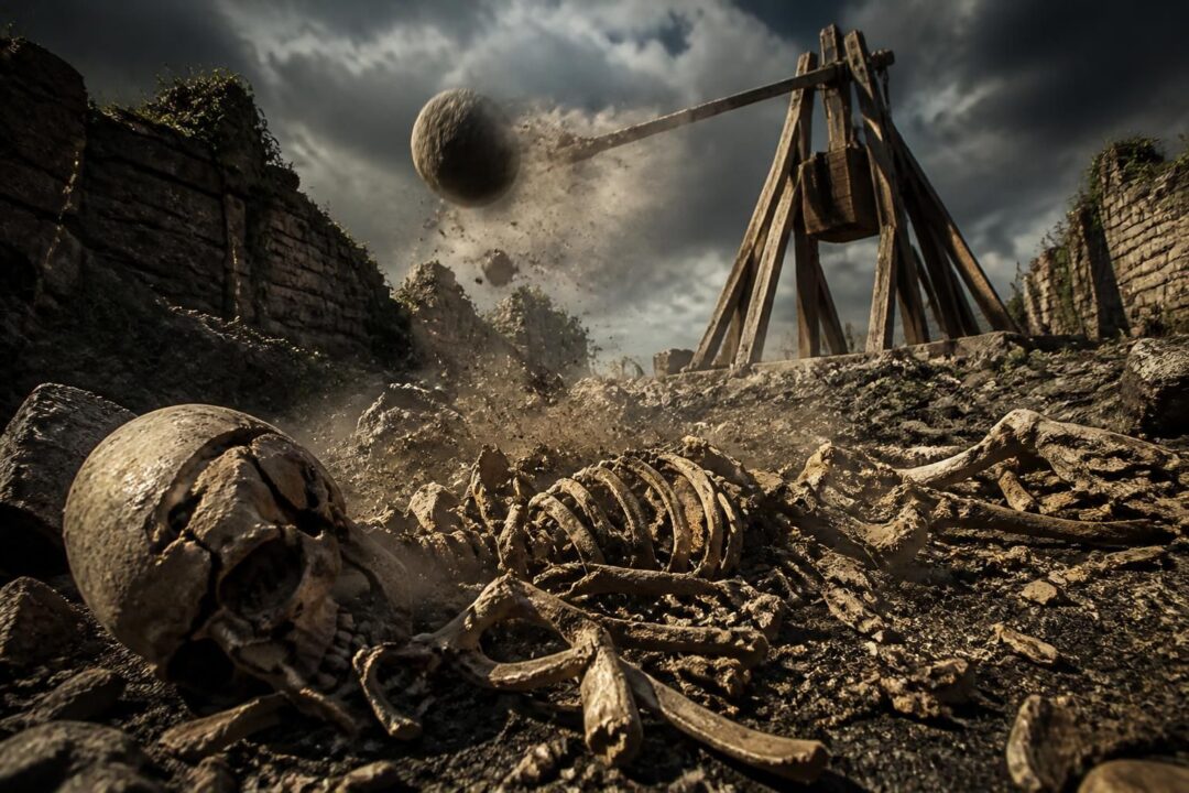 découvrez l'hommage au squelette unique, premier cas confirmé de destruction totale par un trébuchet selon les chercheurs, une découverte historique fascinante.